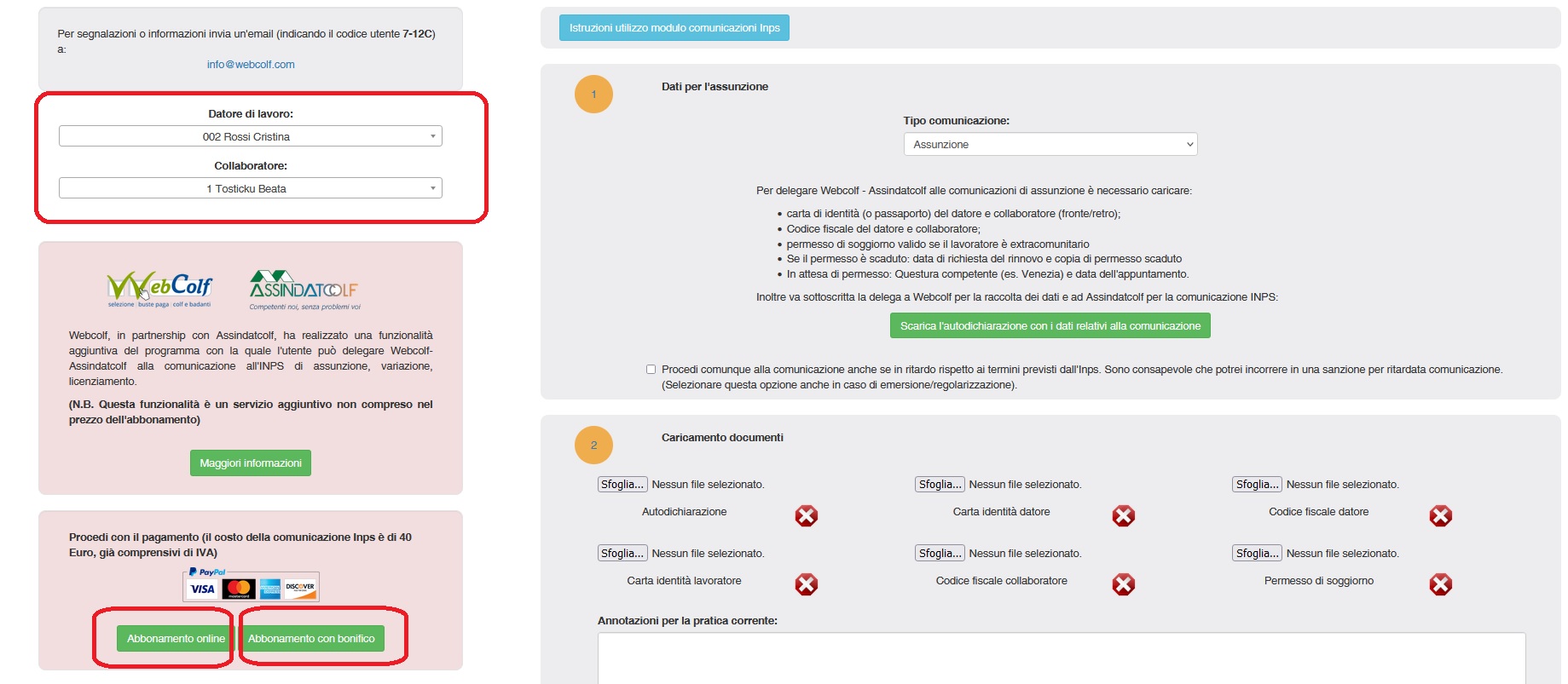 abbonamento comunicazioni inps colf e badanti