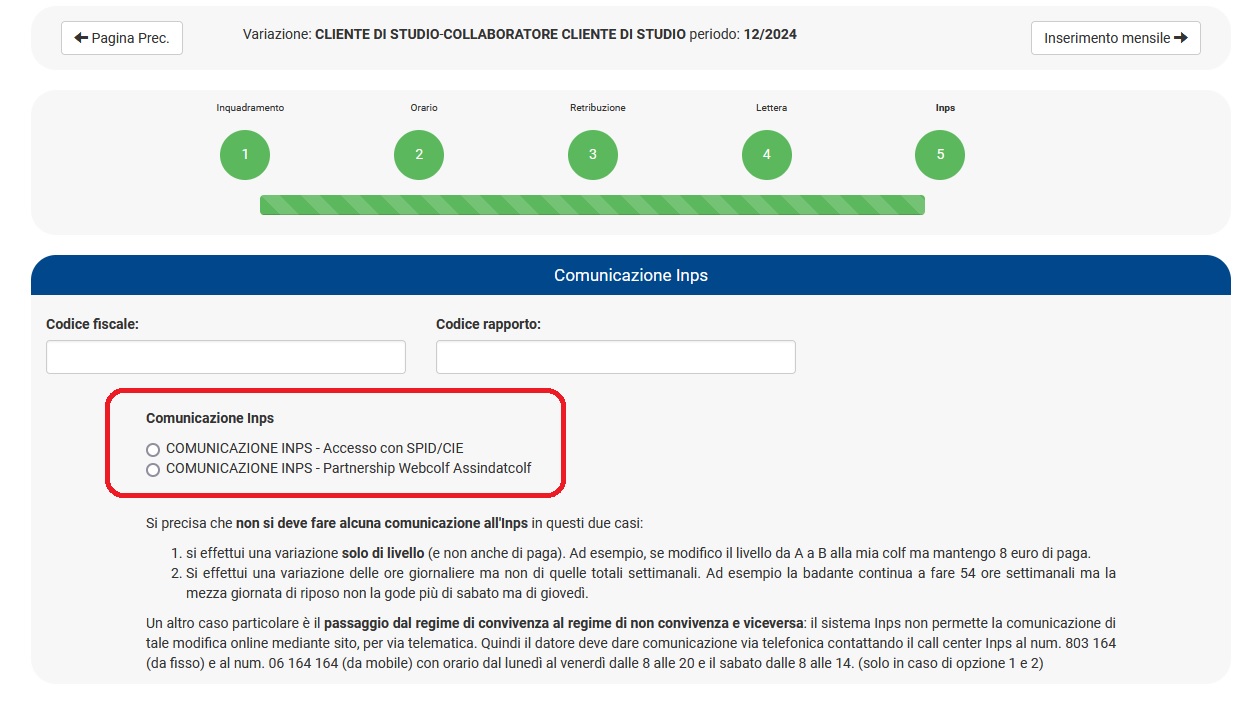 variazione inps